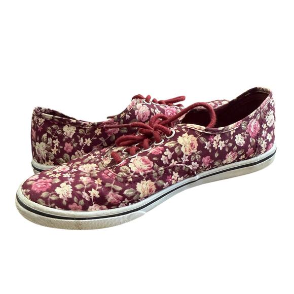 Vans Burgundy Floral Canvas Sneakers Women’s Size 6.5 - Picture 4 of 6